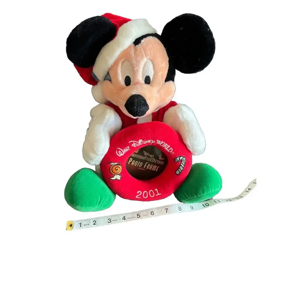Walt Disney World Christmas Collection Photo Frame 2001 Plush Mickey Santa 10 “